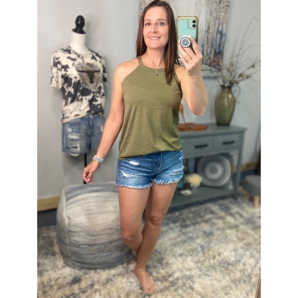 ❤️‍🔥Tri Rocker Tank Floaty Top Army Green 1722 - Picture 5 of 10